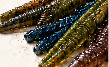 Assorted soft plastic worms and creature baits